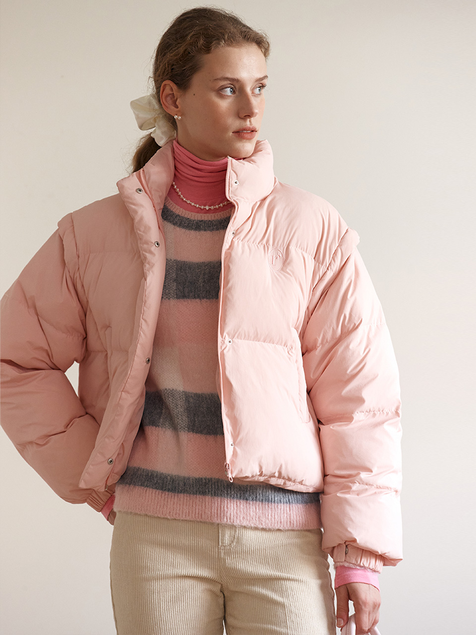 DETACHABLE PUFFER SHORT PADDING PINK