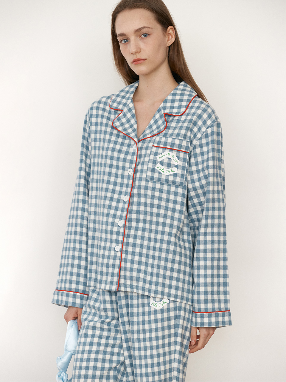 [ROLAROLA X SAKI] CHECK PAJAMAS BLUE