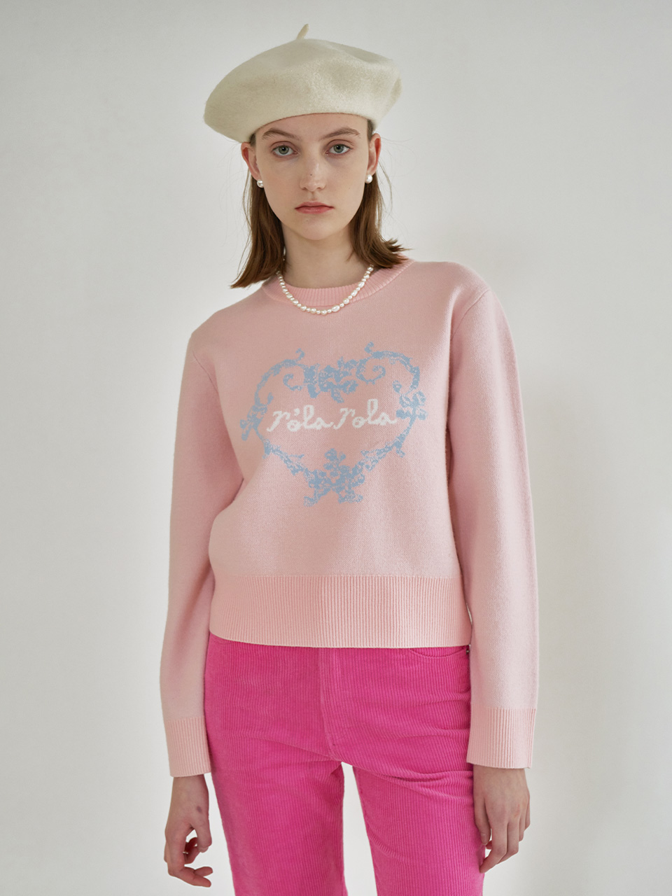 [ROLAROLA X SAKI] HEART KNIT PINK