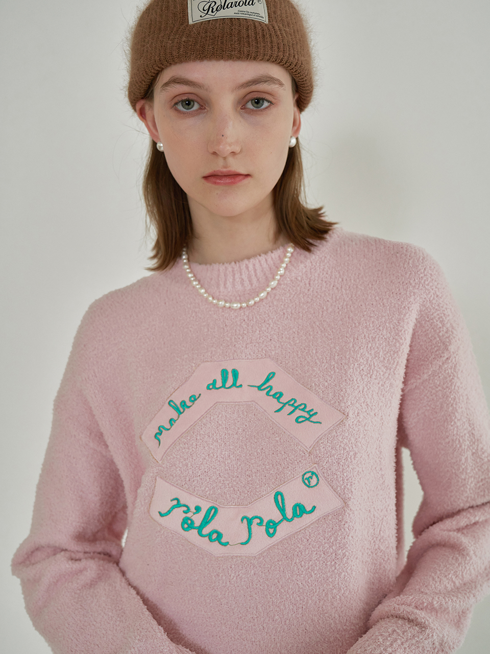 [ROLAROLA X SAKI] MAKE ALL HAPPY SWEATSHIRT PINK