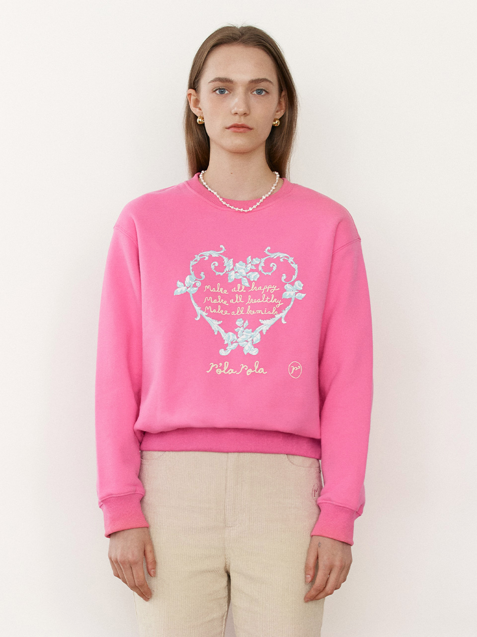 [ROLAROLA X SAKI] MAKE ALL SWEATSHIRT PINK