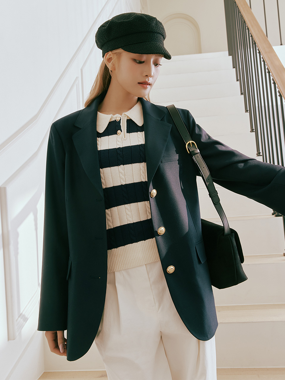 GOLD BUTTON SINGLE JACKET NAVY