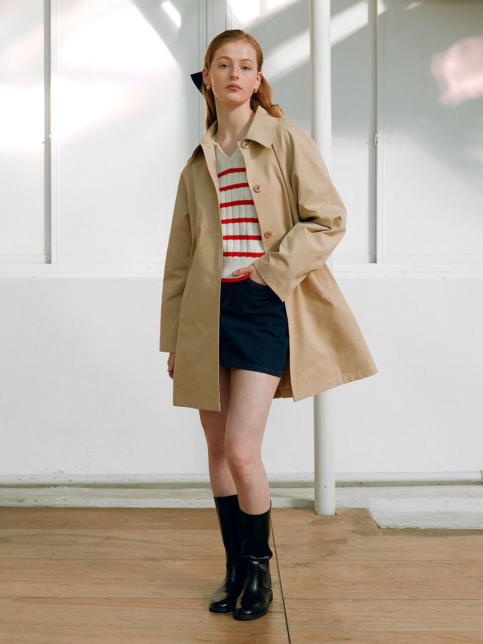 SINGLE BUTTON TRENCH COAT BEIGE