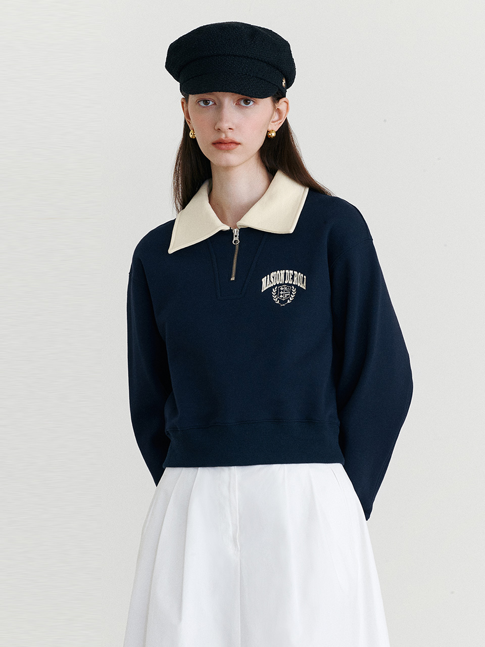 COLLAR ZIP UP SWEATSHIRTS NAVY