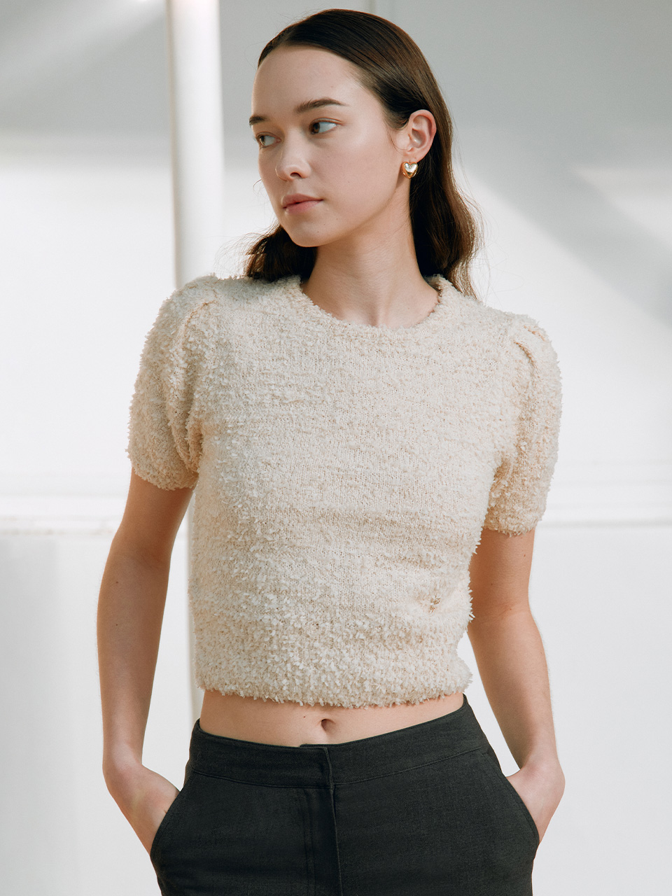 PUFF KNIT TOP IVORY