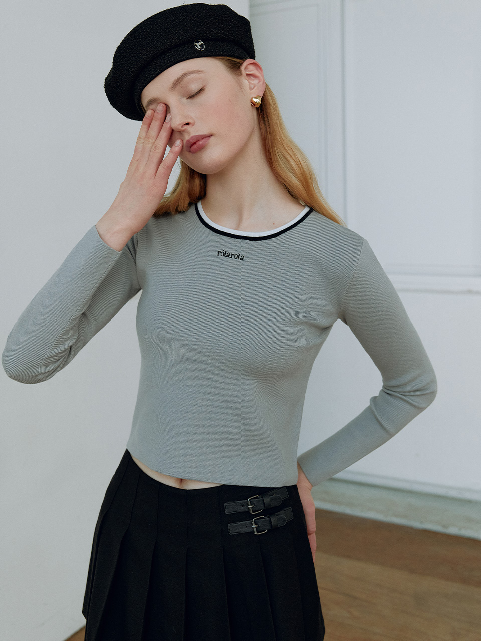 TWO-TONE LINE KNIT GRAY