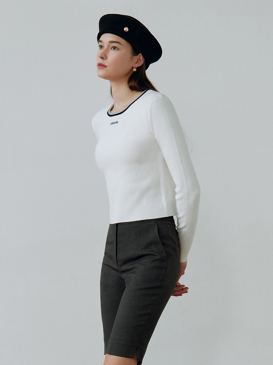 TWO-TONE LINE KNIT WHITE