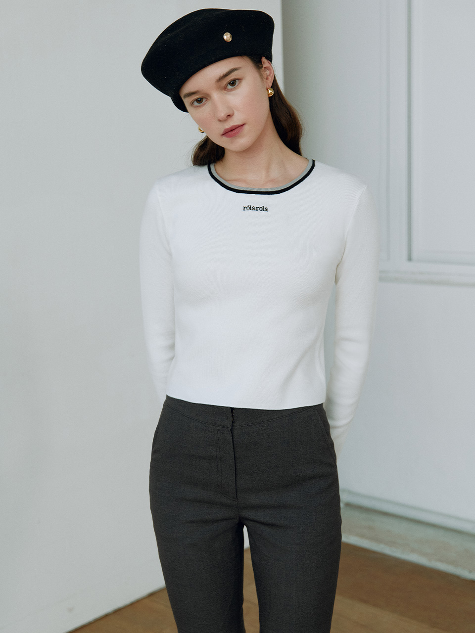 TWO-TONE LINE KNIT WHITE