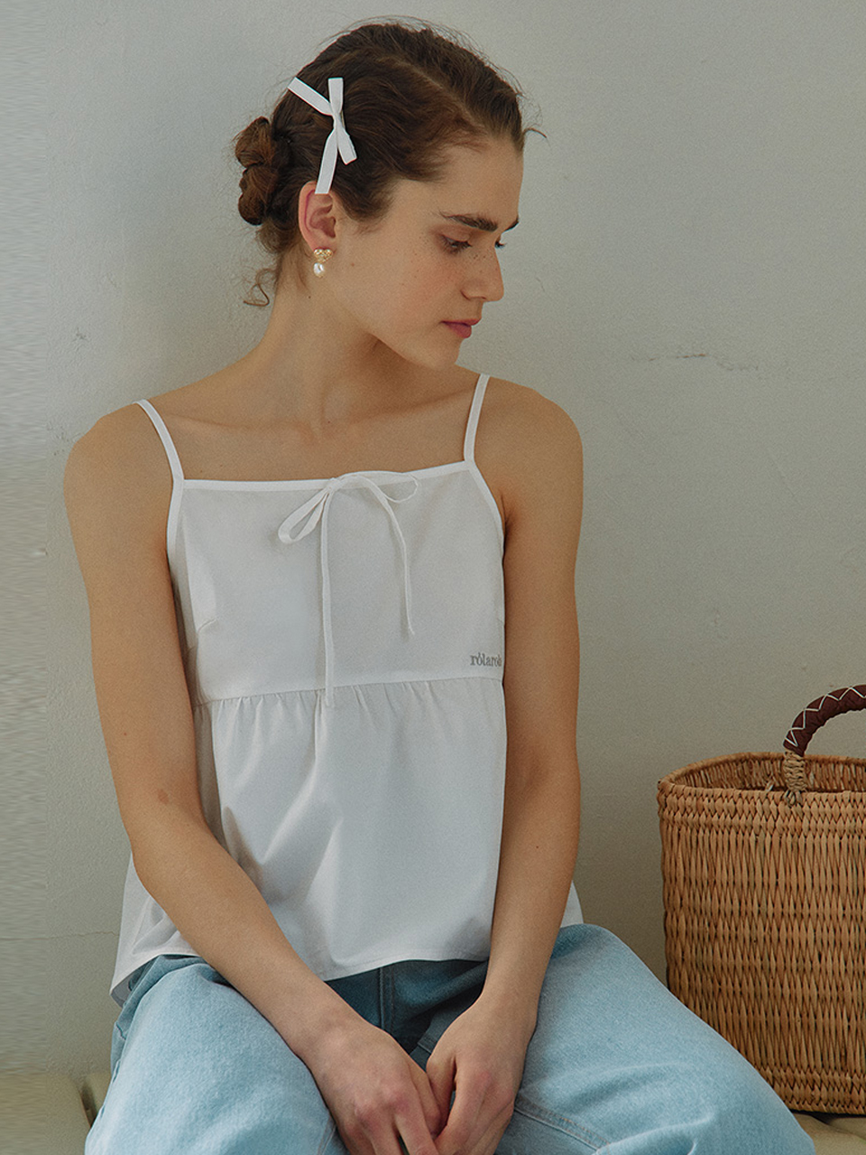 RIBBON SLEEVELESS TOP WHITE