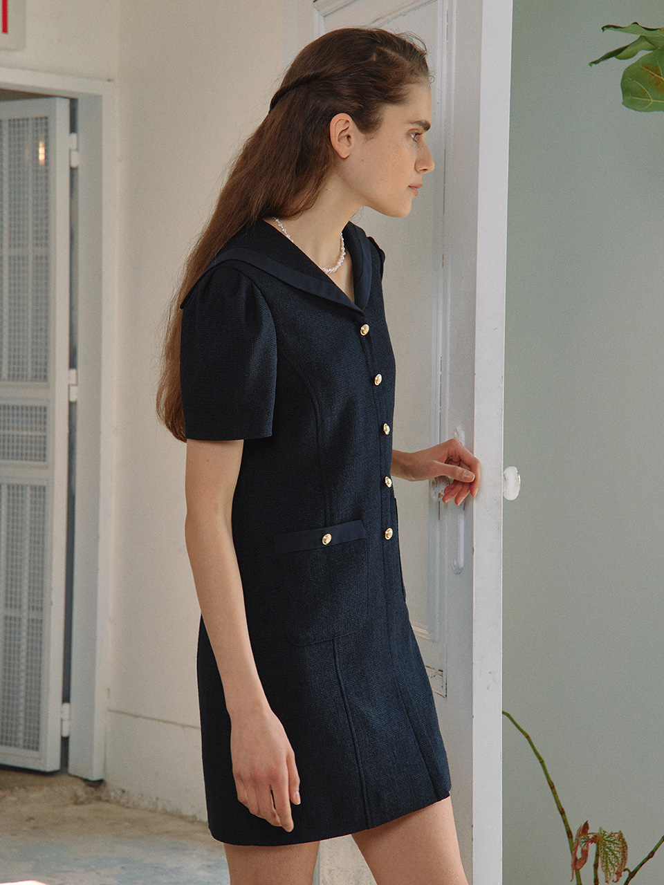 SAILOR COLLAR ONE-PIECE NAVY