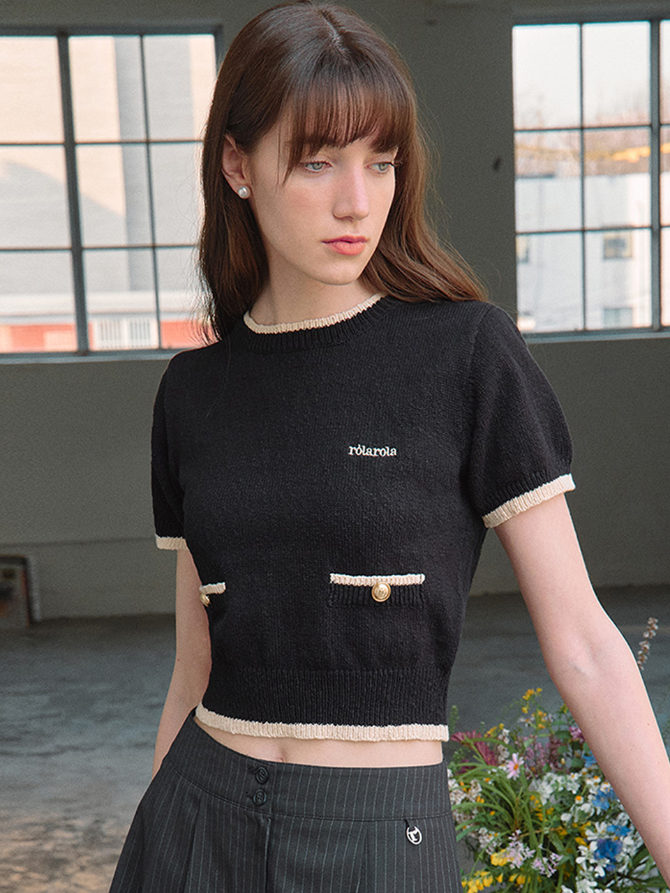 LINE KNIT TOP BLACK