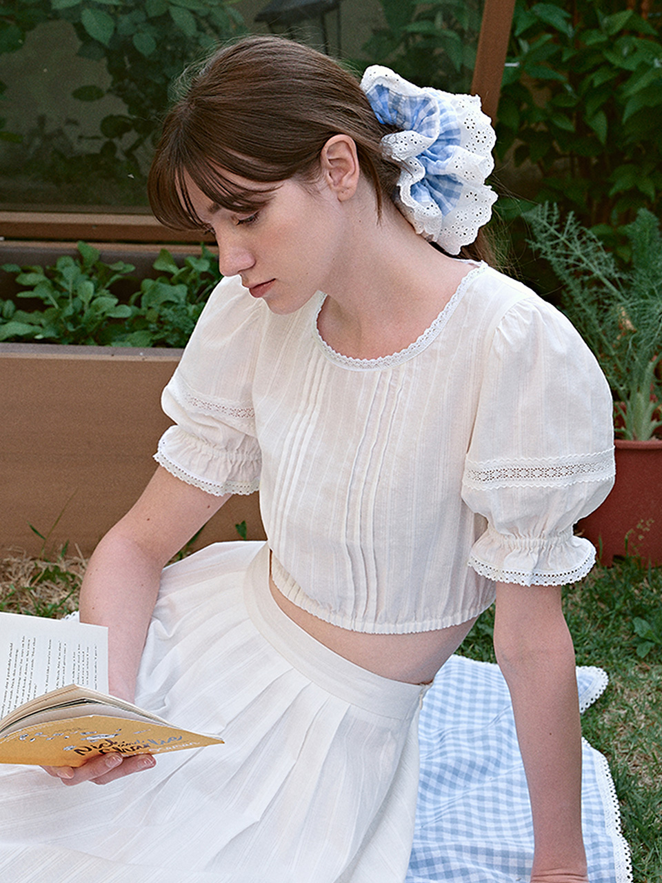 LACE CROP BLOUSE WHITE