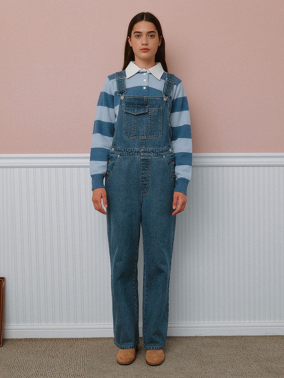 POCKET DETAILED OVERALL PANTS BLUE