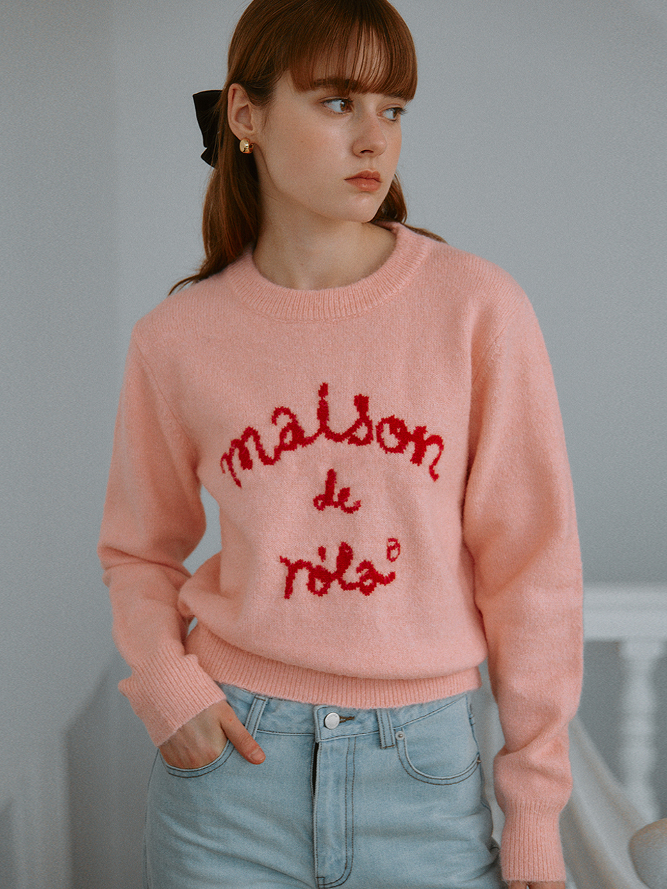 WOOL BLENDED ROLA JACQUARD KNIT PINK