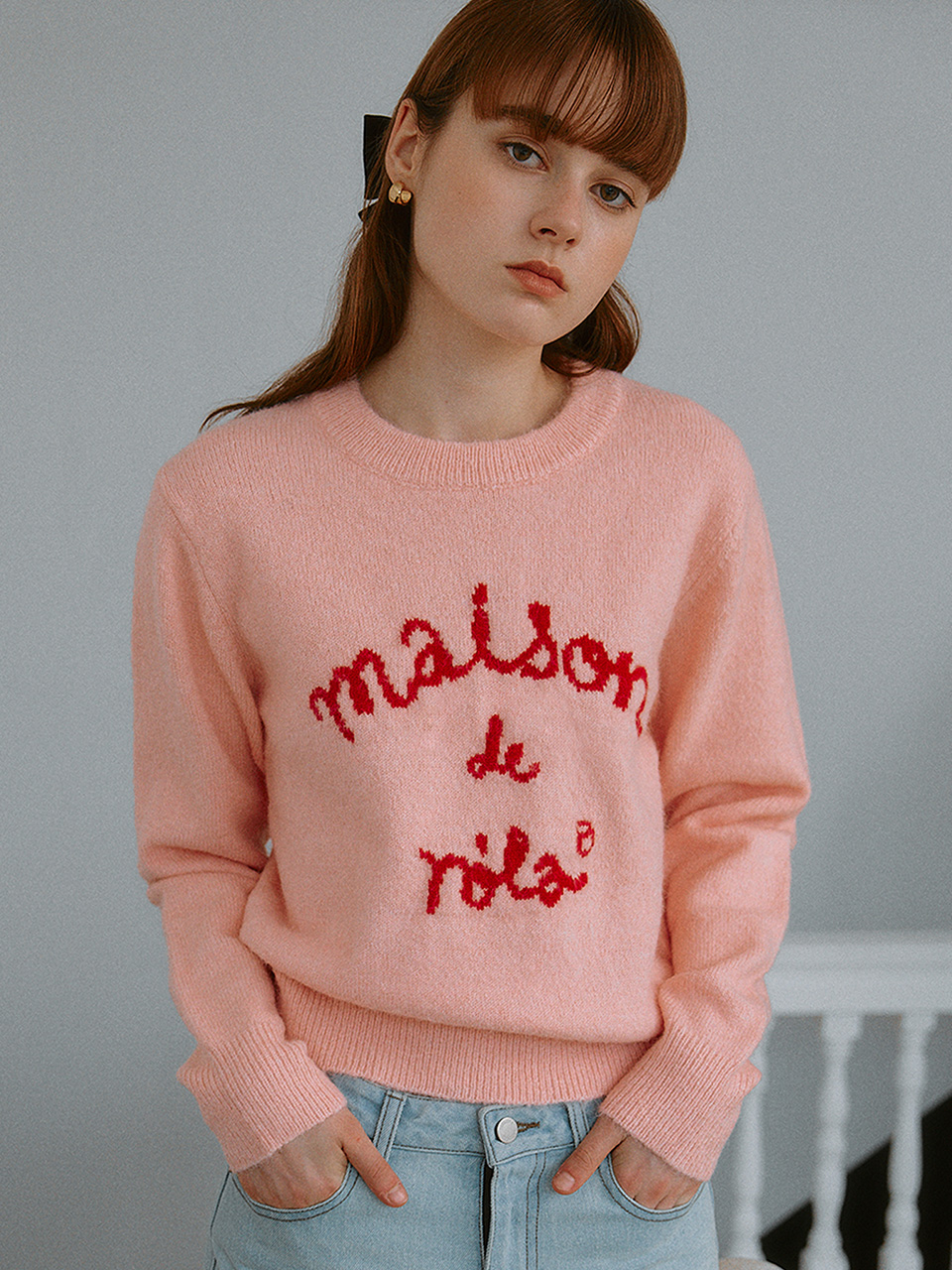 WOOL BLENDED ROLA JACQUARD KNIT PINK