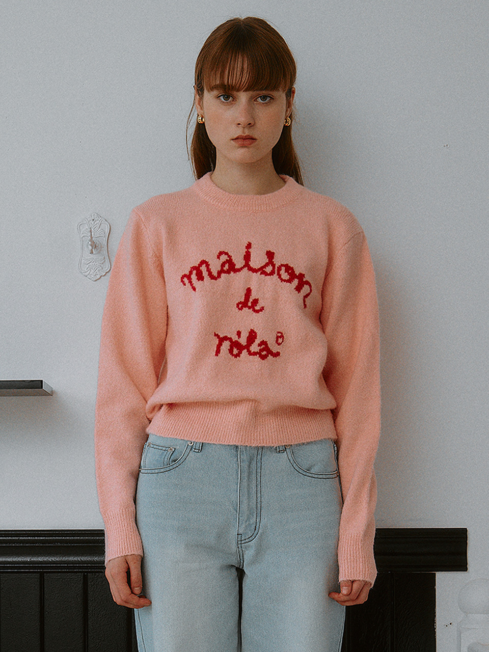 WOOL BLENDED ROLA JACQUARD KNIT PINK
