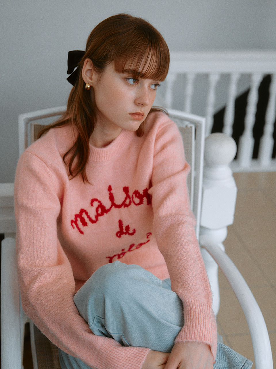 WOOL BLENDED ROLA JACQUARD KNIT PINK