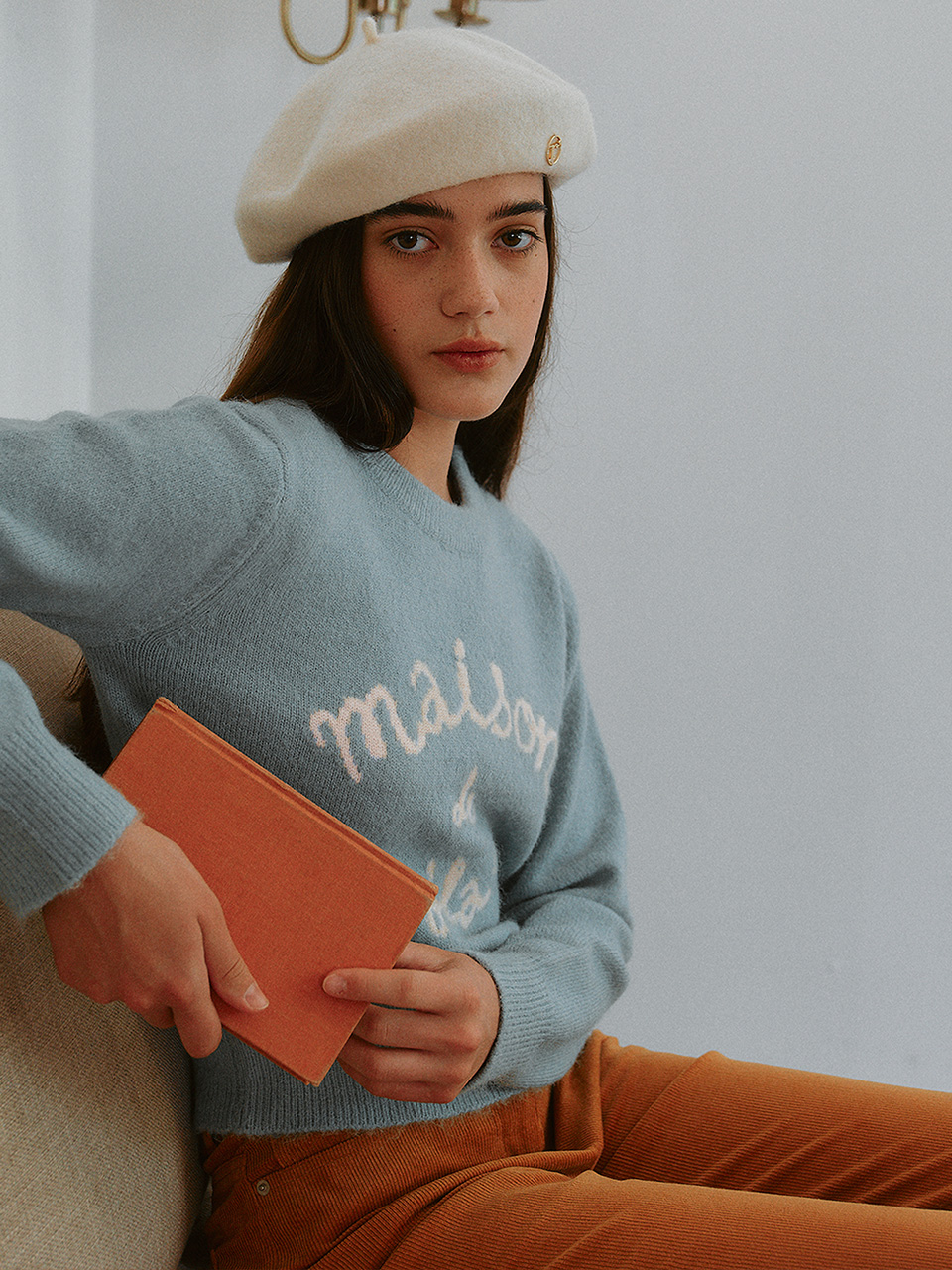 WOOL BLENDED ROLA JACQUARD KNIT SKY