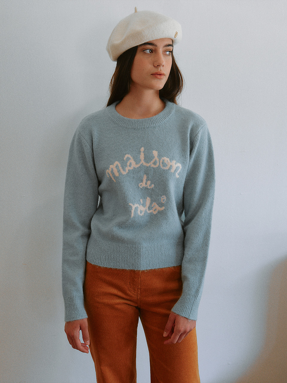 WOOL BLENDED ROLA JACQUARD KNIT SKY