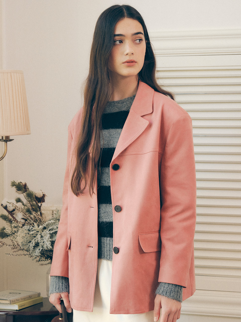 SUEDE SINGLE JACKET DEEP PINK