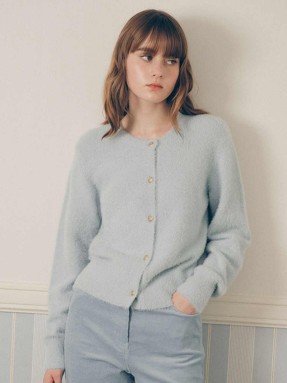 HAIRY CARDIGAN LIGHT BLUE