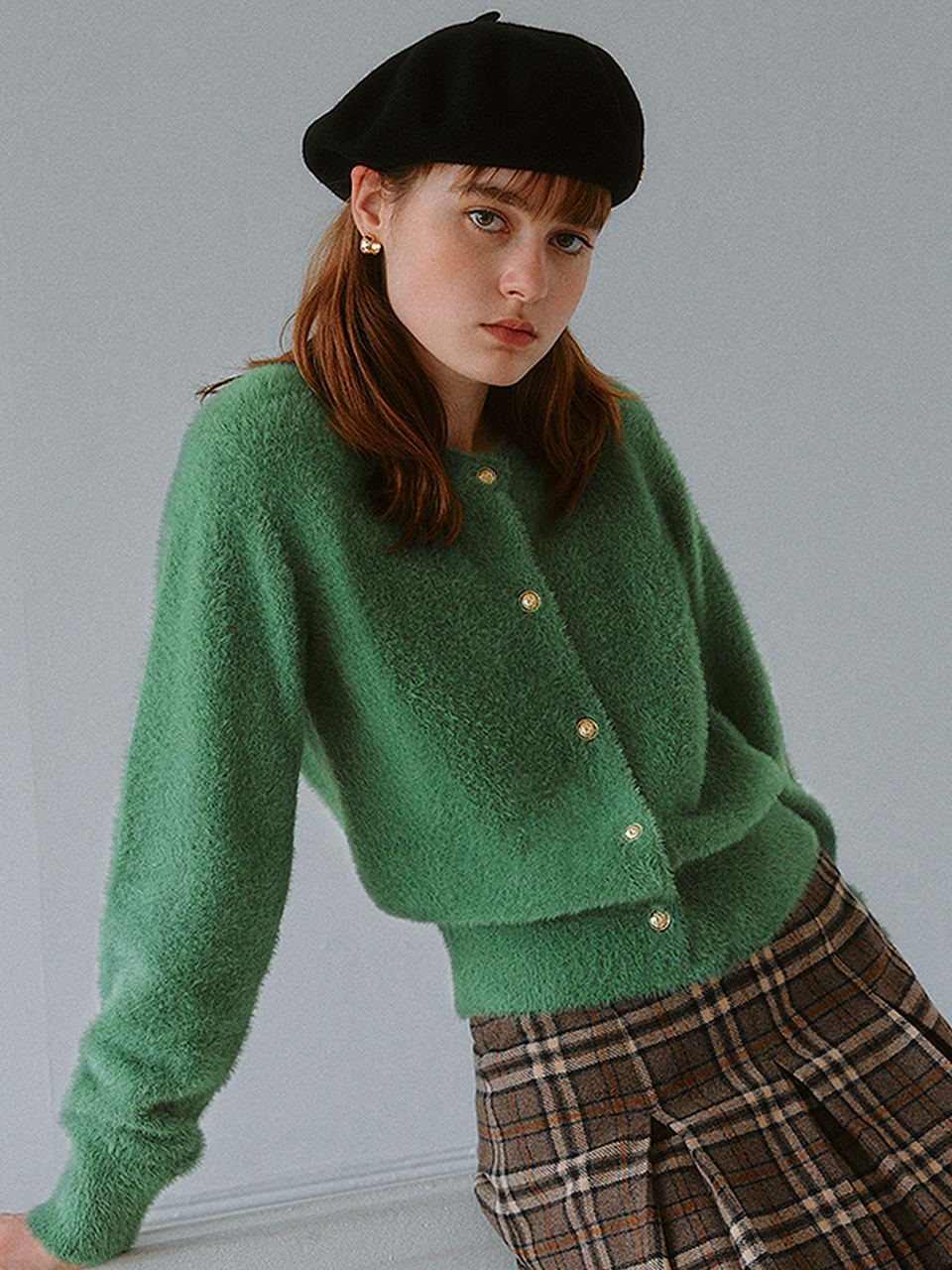 HAIRY CARDIGAN GREEN