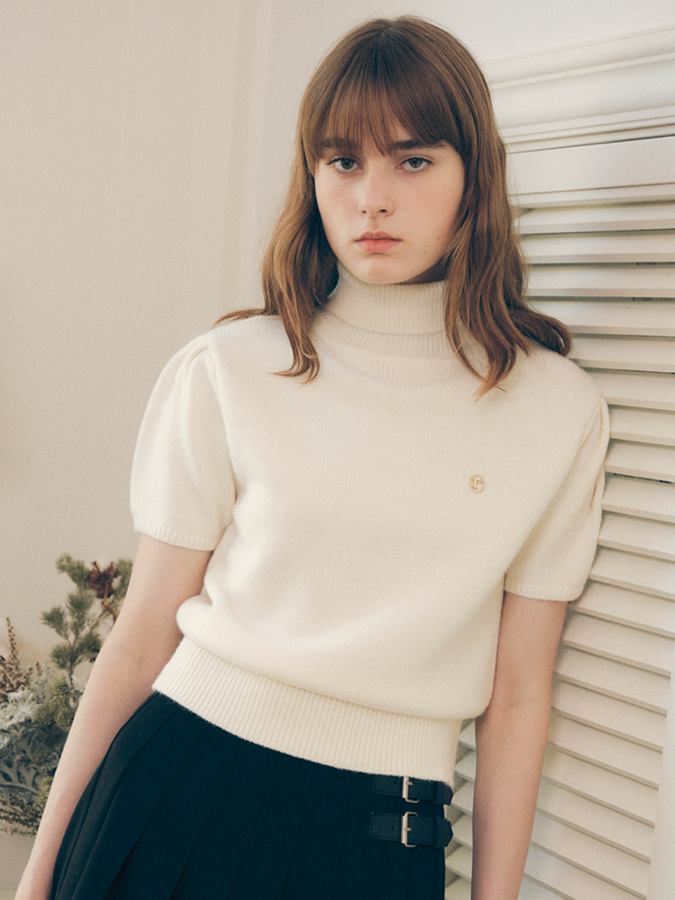 WOOL HALF SLEEVE KNIT IVORY