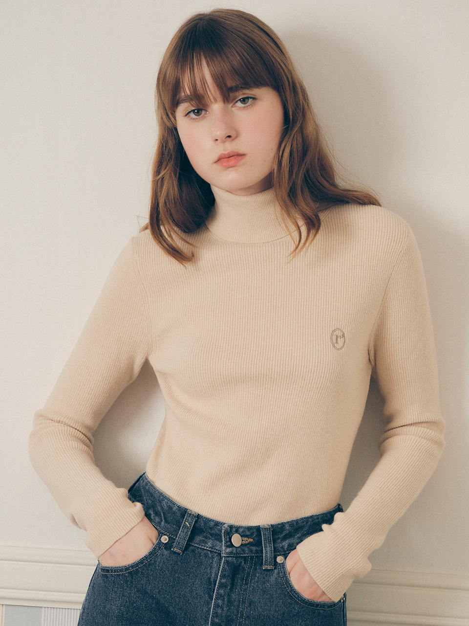 TURTLE NECK PULLOVER BEIGE