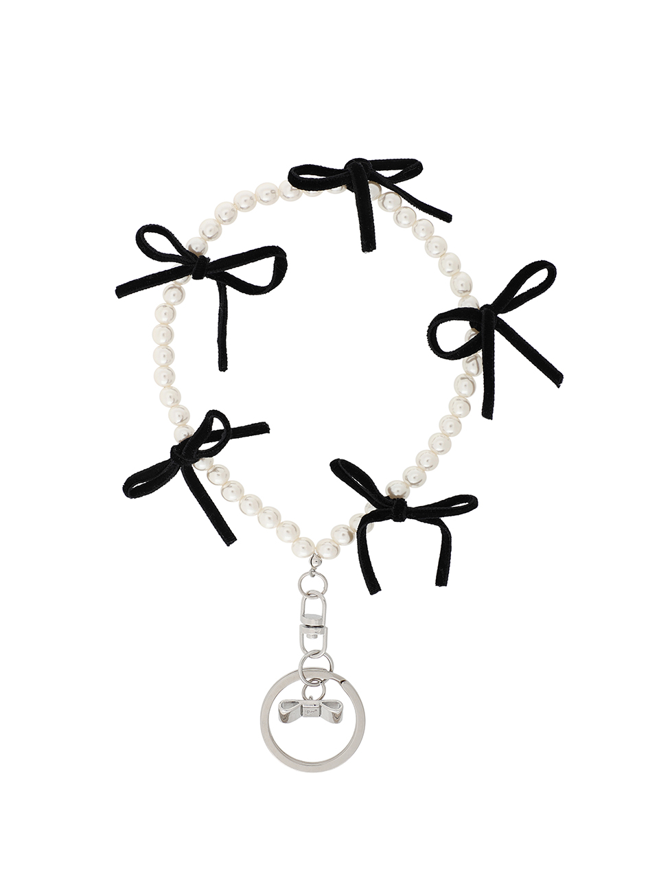 PEARL VELVET RIBBON KEYRING