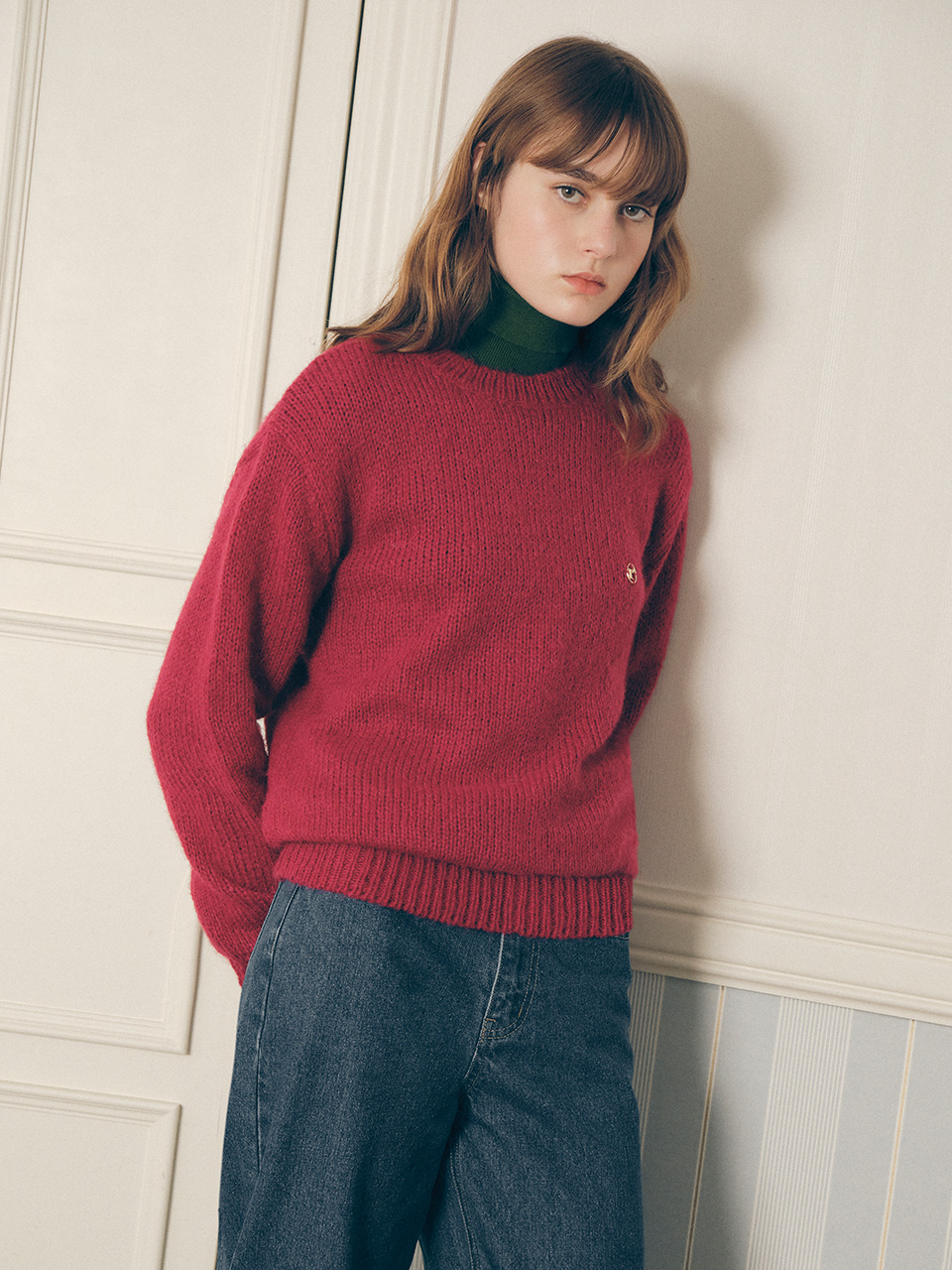 HAIRY BLEND KNIT BURGUNDY