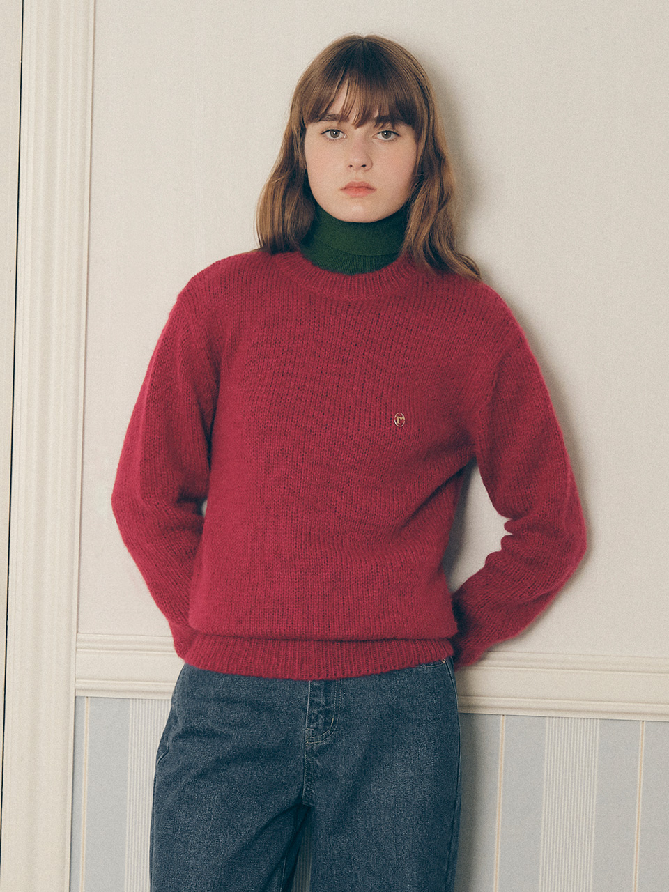 HAIRY BLEND KNIT BURGUNDY