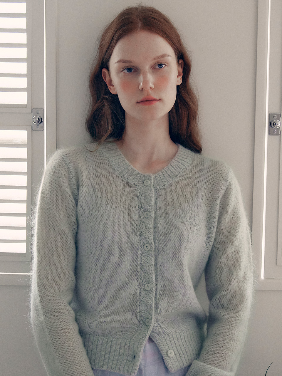 MOHAIR WOOL BLENDED CARDIGAN MINT