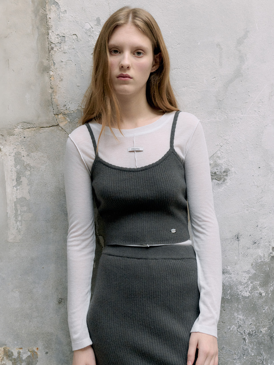 SCALLOP KNIT BUSTIER CHARCOAL
