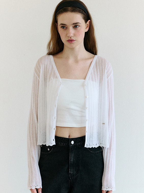 LACE DETAIL CARDIGAN WHITE