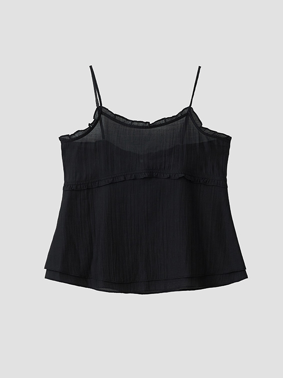 FRILL FLARE SLEEVELESS BLACK