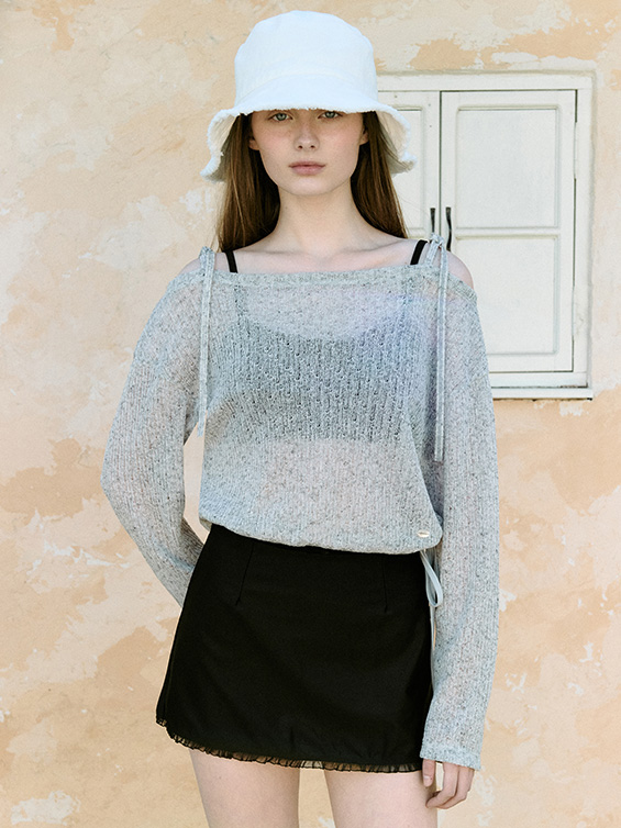 SEE-THROUGH STRING KNIT GRAY