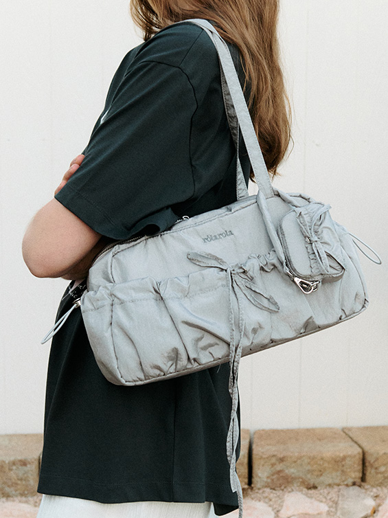 STRING RIBBON DUFFLE BAG GRAY