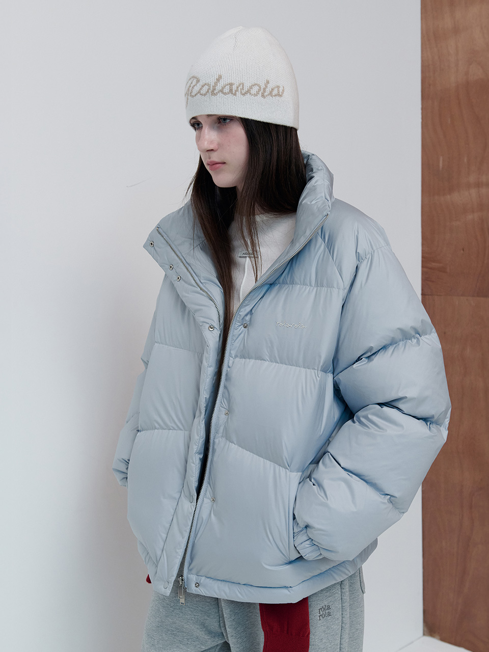 HIGH NECK DUCK DOWN PADDING BLUE 