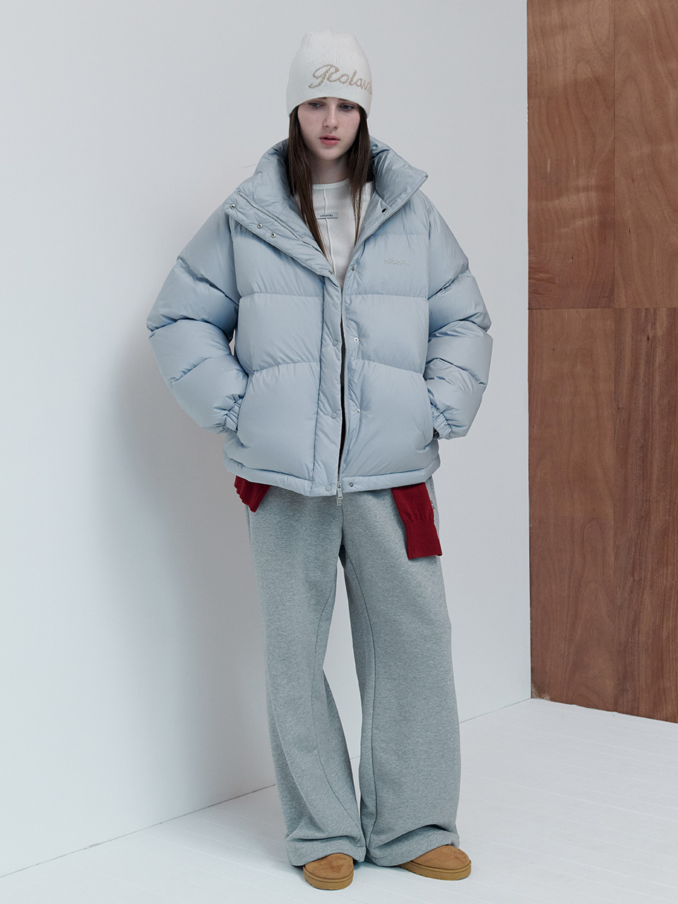 HIGH NECK DUCK DOWN PADDING BLUE 