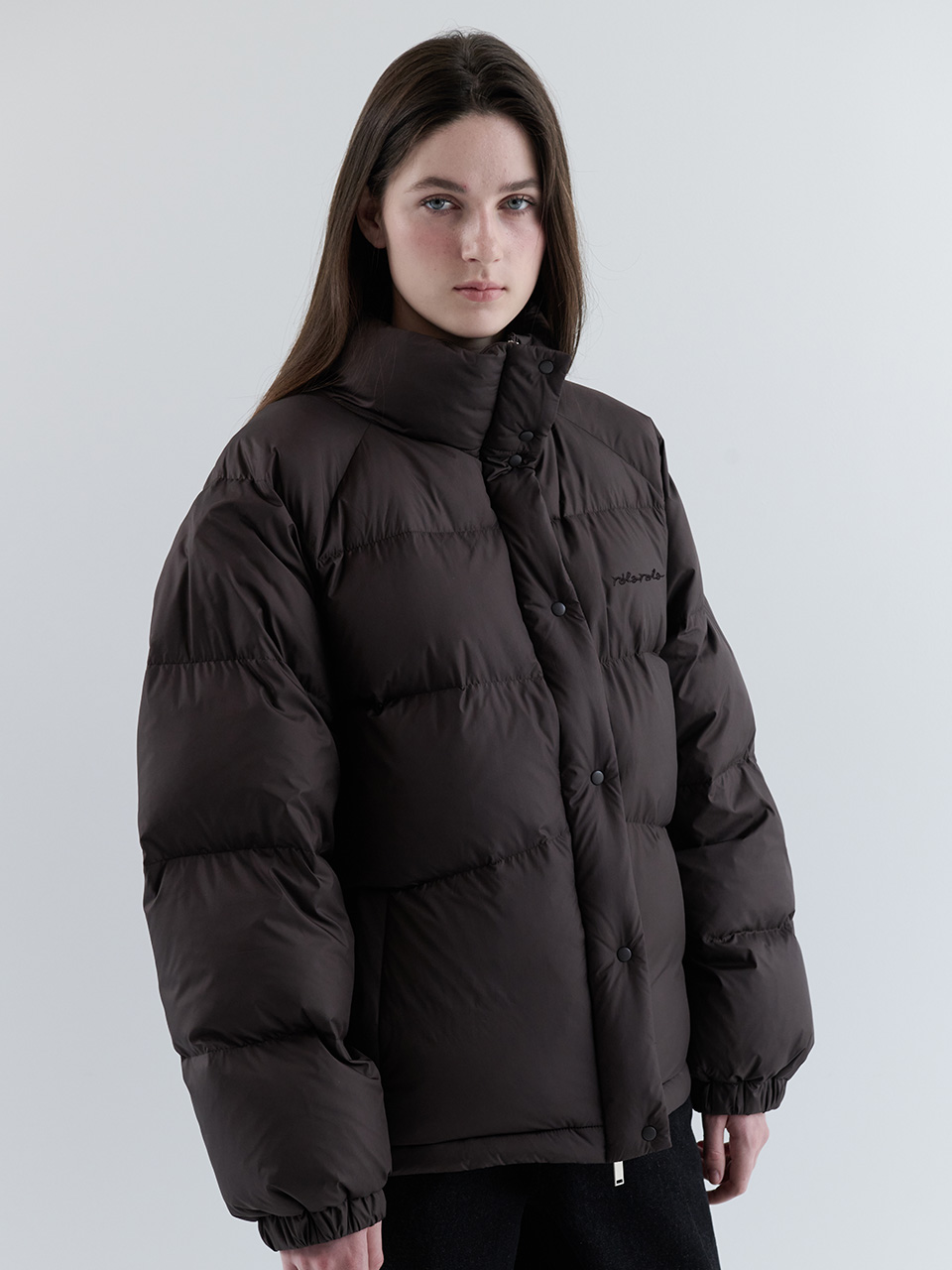 HIGH NECK DUCK DOWN PADDING BROWN