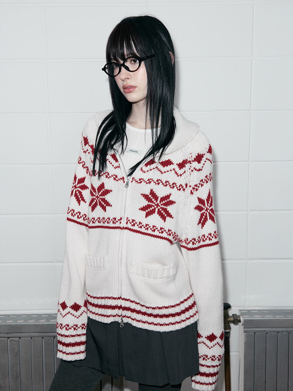 TWOWAY SNOW ZIP-UP KNIT IVORY 