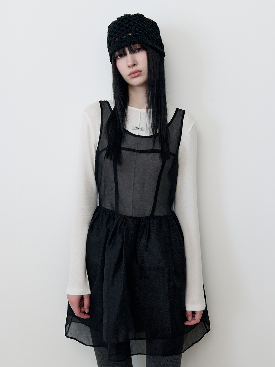 ORGANZA RIBBON MINI ONEPIECE BLACK