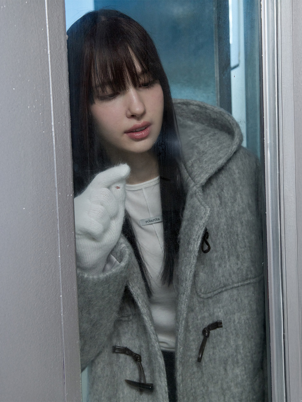 HOOD DUFFLE HALF COAT GRAY