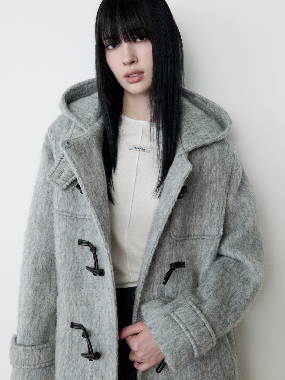 HOOD DUFFLE HALF COAT GRAY