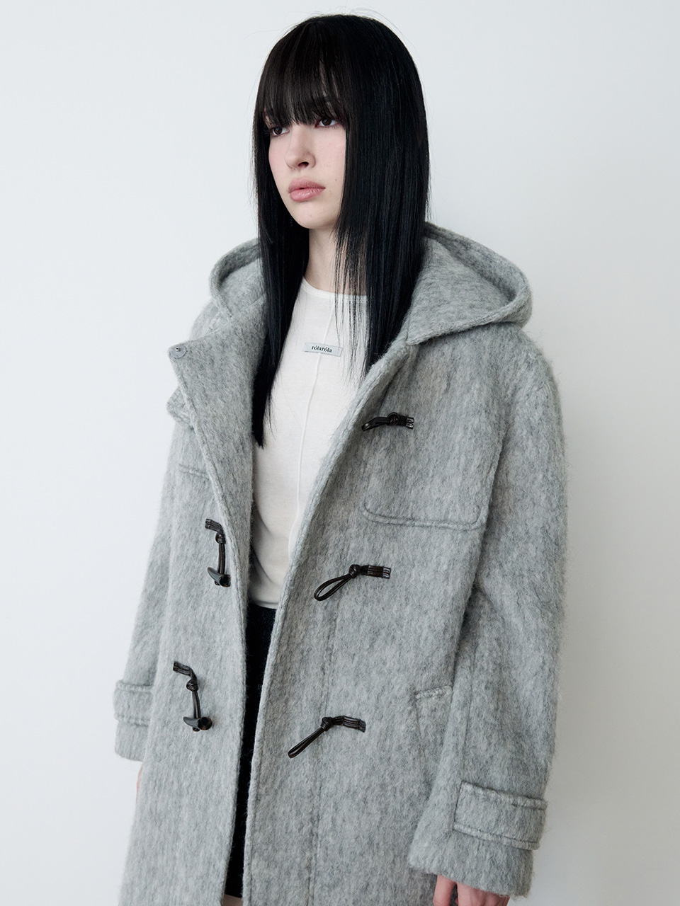 HOOD DUFFLE HALF COAT GRAY