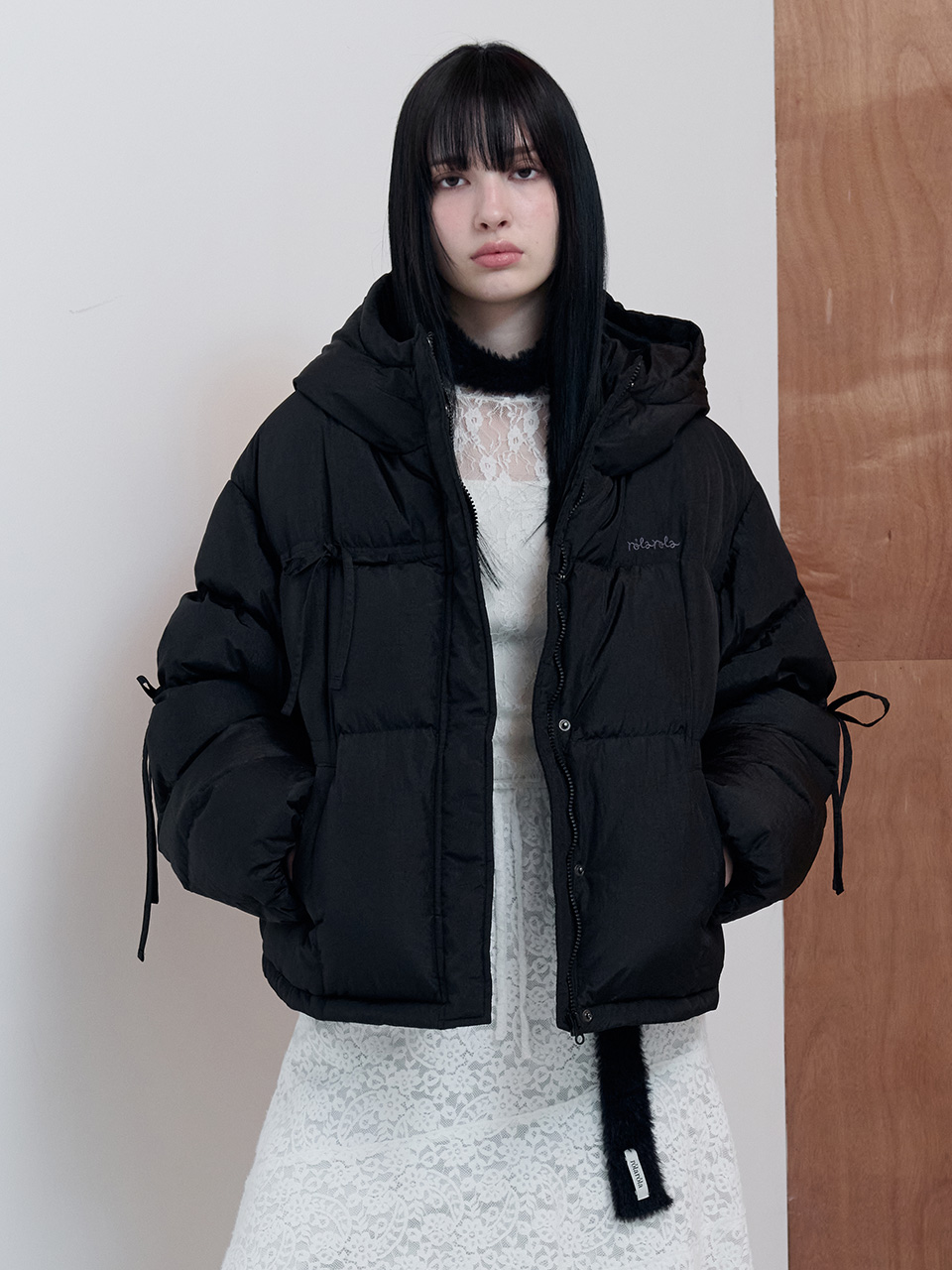 RIBBON DOWN SHORT PADDING BLACK