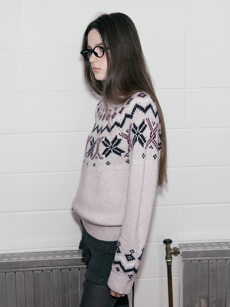 JACQUARD NORDIC WOOL KNIT PINK
