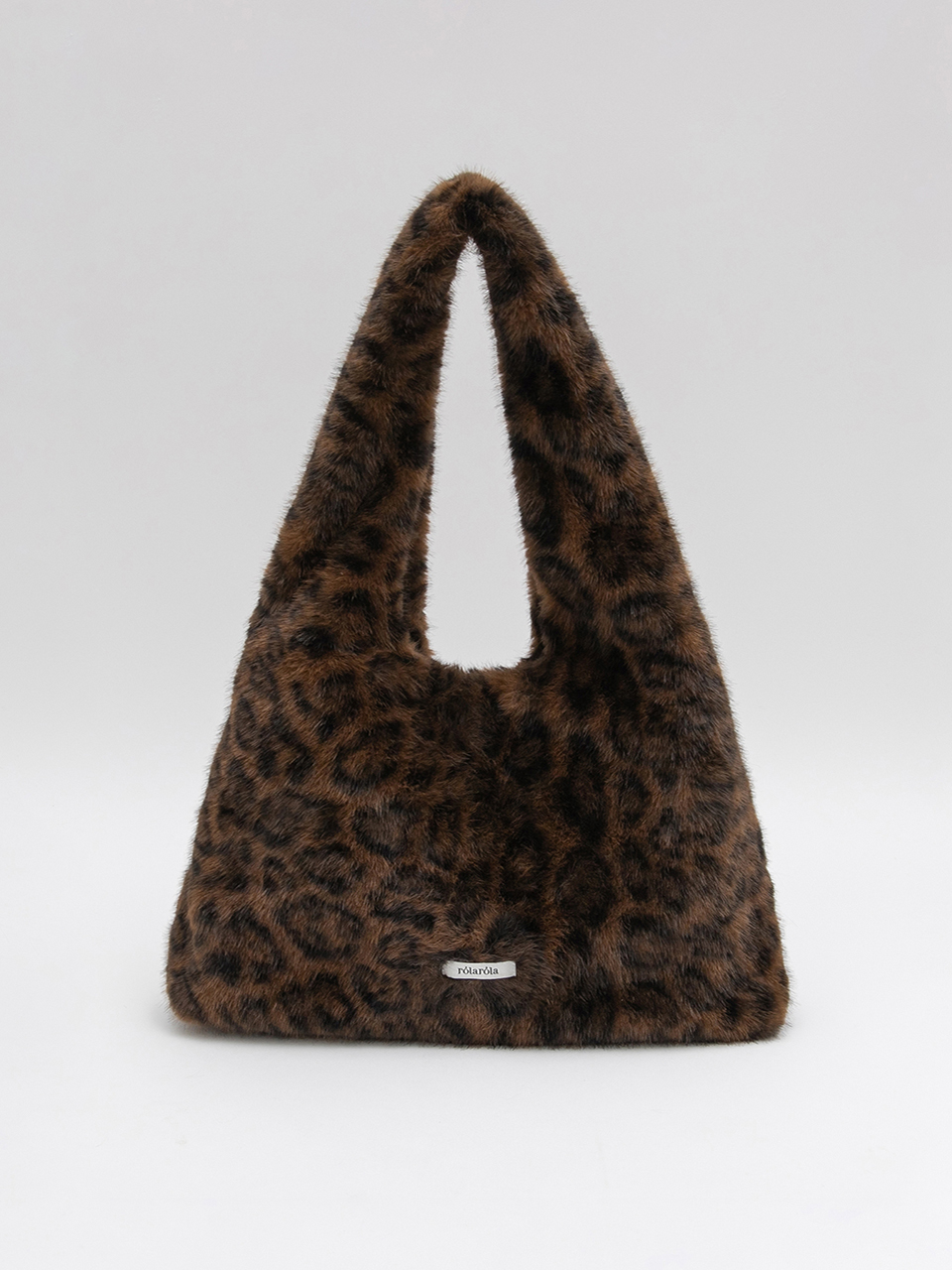 LEOPARD FUR TOTE BAG DEEP BROWN